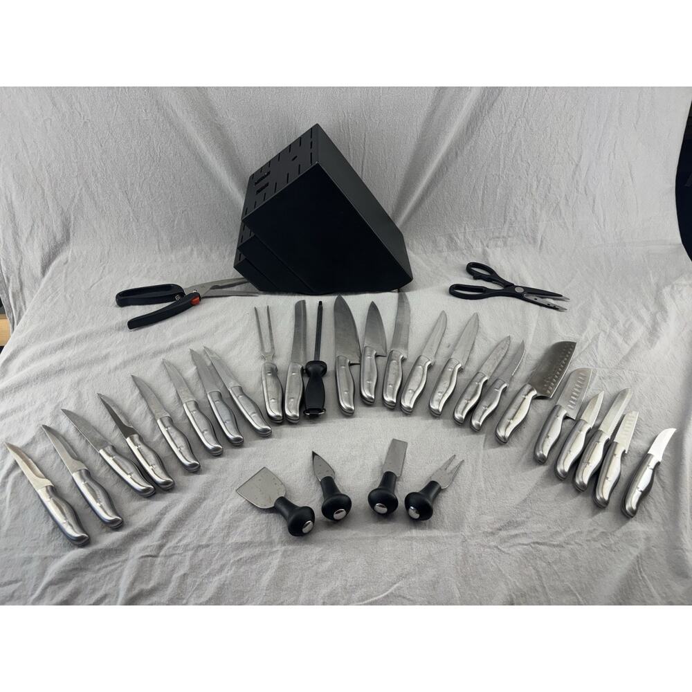 Knife Block With Knives, Poultry Shears, Fork, And Sharpener By Phillipe Richard - Picture 13 of 13